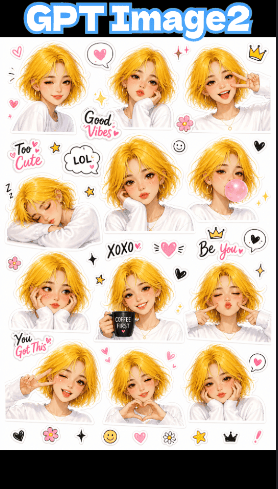 GPT Image 2 Kawaii Sticker Sheet preview