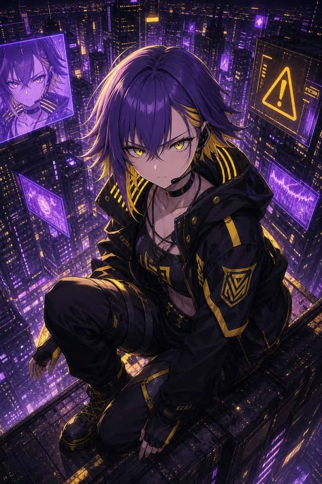 Cyberpunk Anime Rooftop Key Visual preview