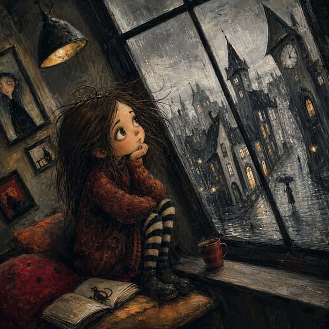 Gothic Girl at Rainy Window preview