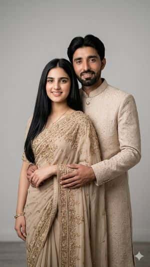 Realistic Beige Pakistani Couple Portrait preview