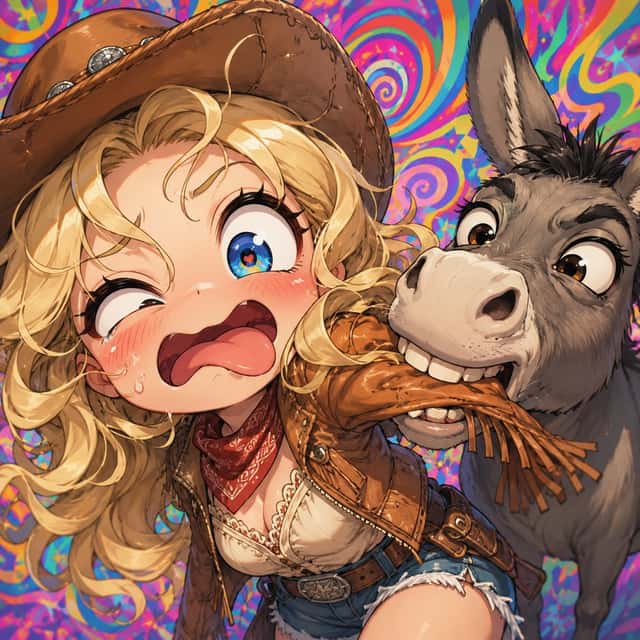 Anime Cowgirl and Donkey Selfie preview