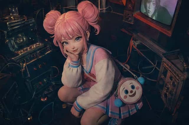 Pastel Cyberpunk Retro Electronics Portrait preview