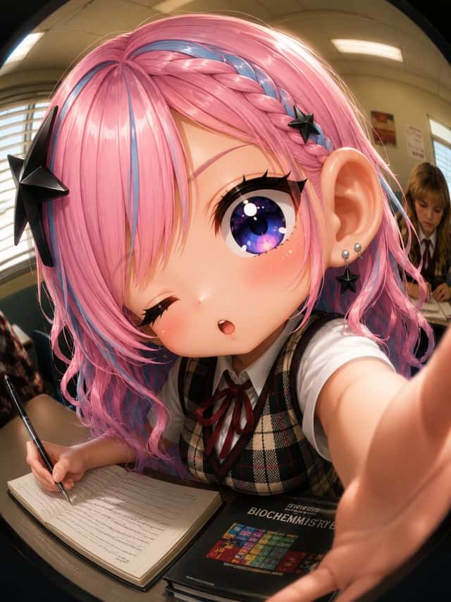 Fisheye Anime Schoolgirl Selfie preview