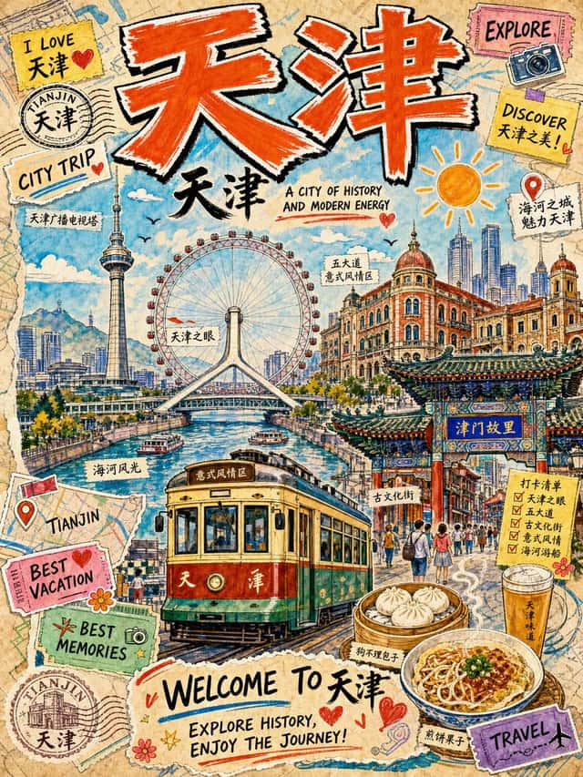 Vintage Tianjin Travel Poster preview