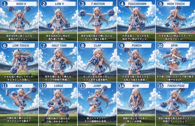 Anime Cheerleader Pose Sheet preview