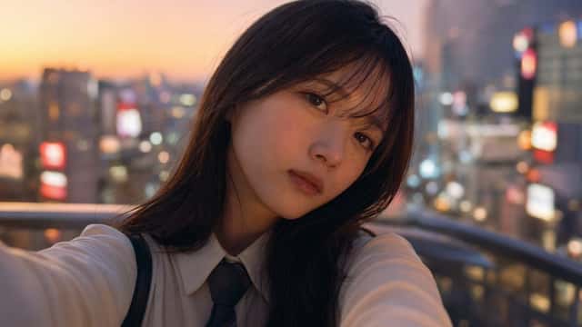 Emotional Japanese Student Selfie preview