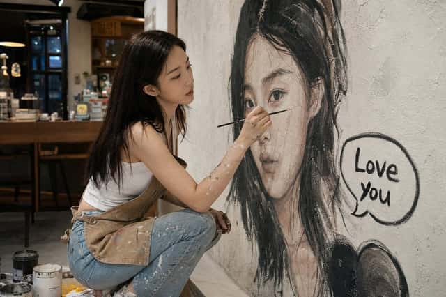 Artist Mural Portrait in Cafe preview