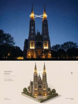 Isometric Cathedral Travel Poster preview