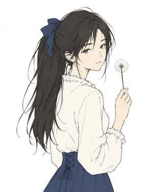 Anime Girl Holding Dandelion preview