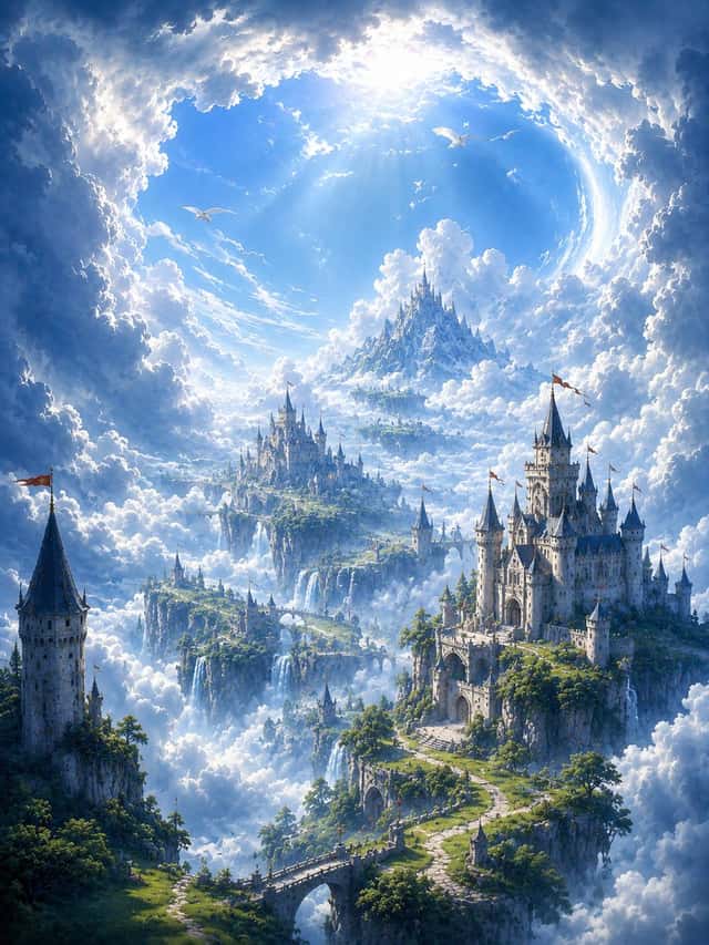 Epic Vertical Fantasy Castle Wallpaper preview