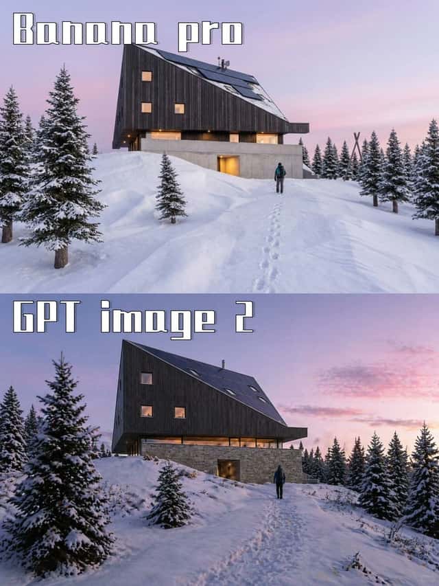 Two-Panel Snow Cabin Model Comparison preview
