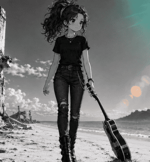 Dragging Guitar on Beach Walk preview