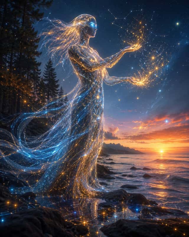 Celestial AI Spirit at Sunset preview