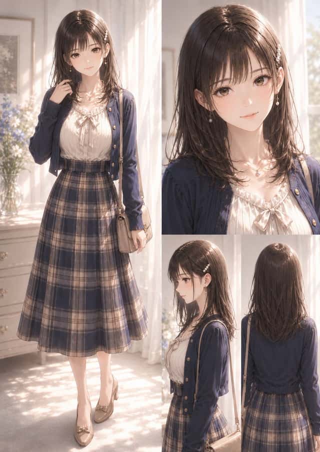 Elegant Anime Fashion Reference Sheet preview