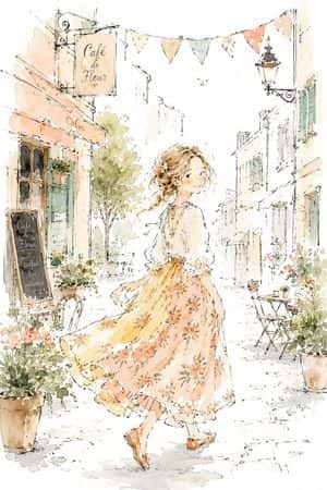 Minimalist Whimsical Street Watercolor preview