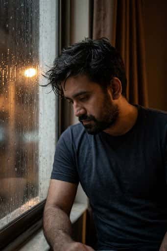 Moody Cinematic Rain Window Portrait preview