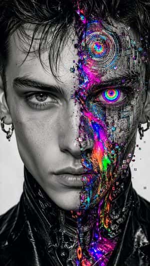 Surreal Glitch Cyber-Organic Portrait preview