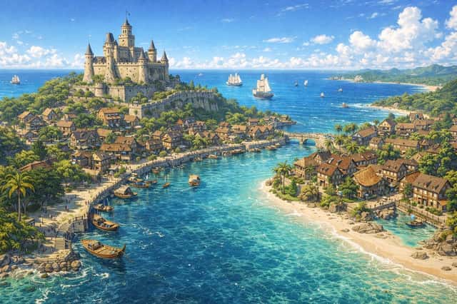 Fantasy Coastal City Landscape preview