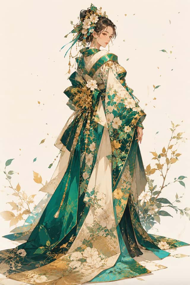Emerald Festival Kimono Illustration preview