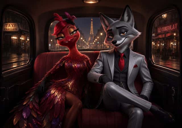 Noir Paris Taxi Anthro Couple preview