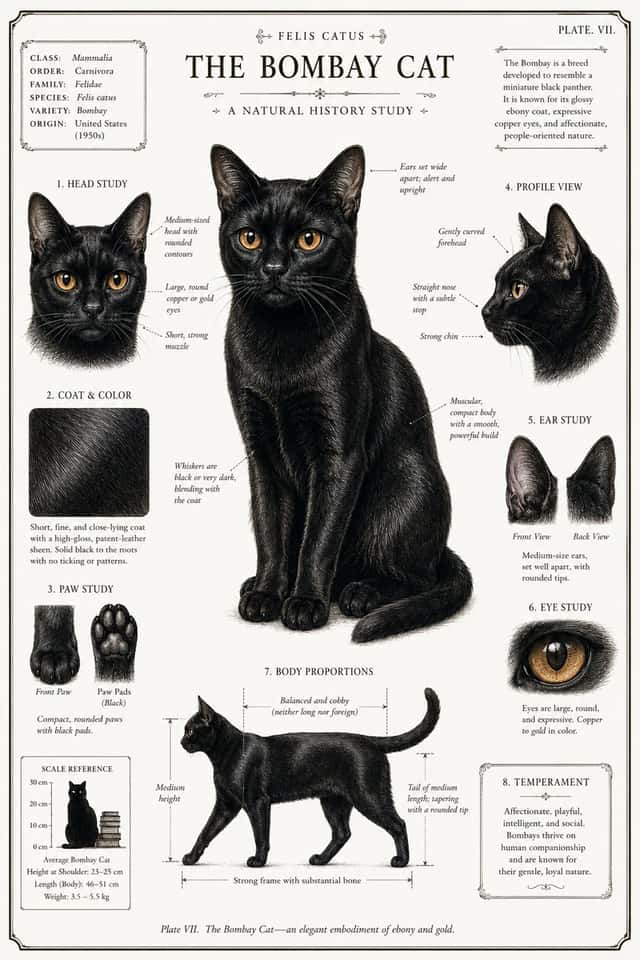 Vintage Black Cat Botanical Poster preview