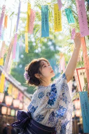 Tanabata Japanese Woman Illustration preview