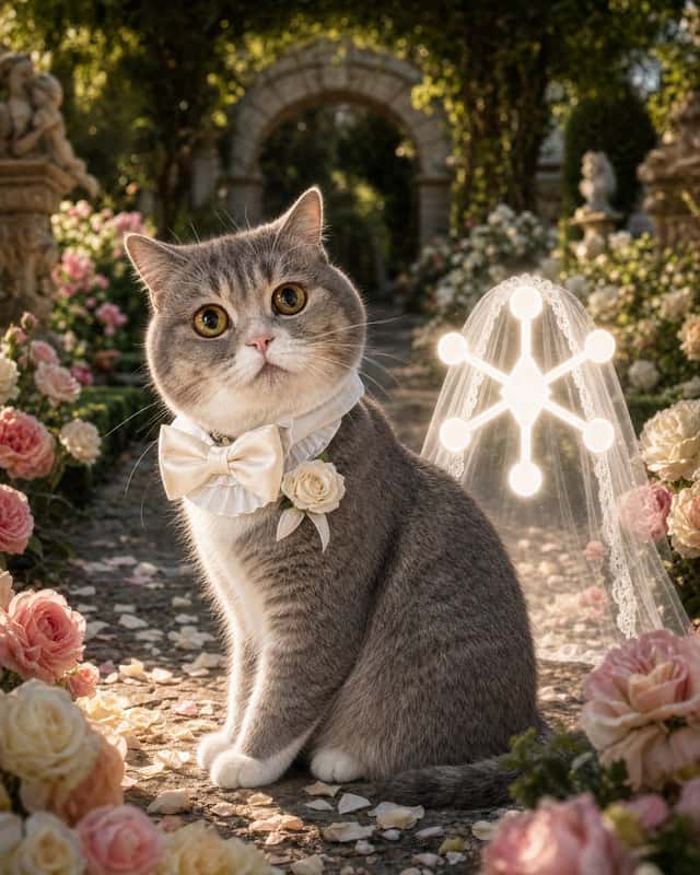 Cat Groom Garden Wedding Portrait preview