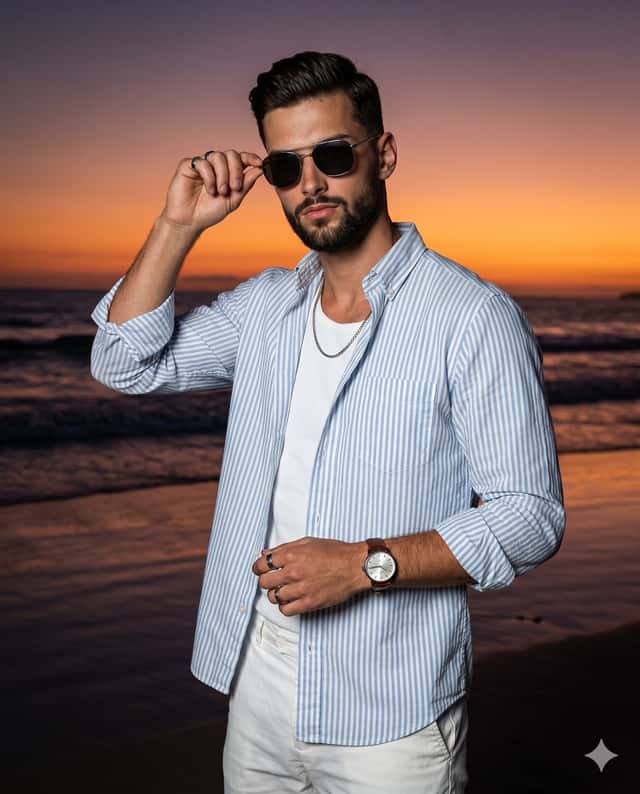 Confident Sunset Beach Portrait preview