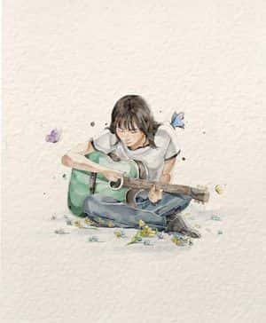 Watercolor Illustration of Guitar Player preview