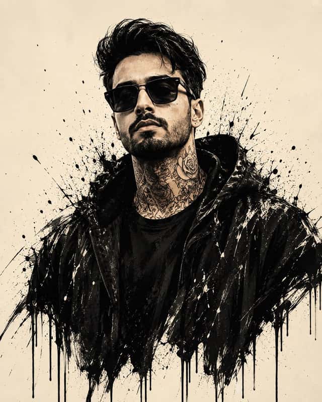Black Ink-Splash Graffiti Stylized Portrait preview