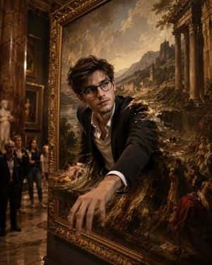 Man Entering Classical Oil Painting preview