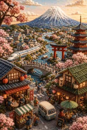 Handmade Miniature Diorama of Japan preview