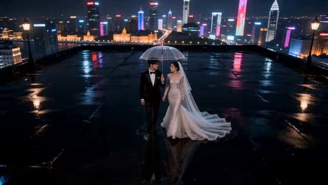 Seedance 2.0 AI Wedding Video Prompt: Cinematic Night Scene preview