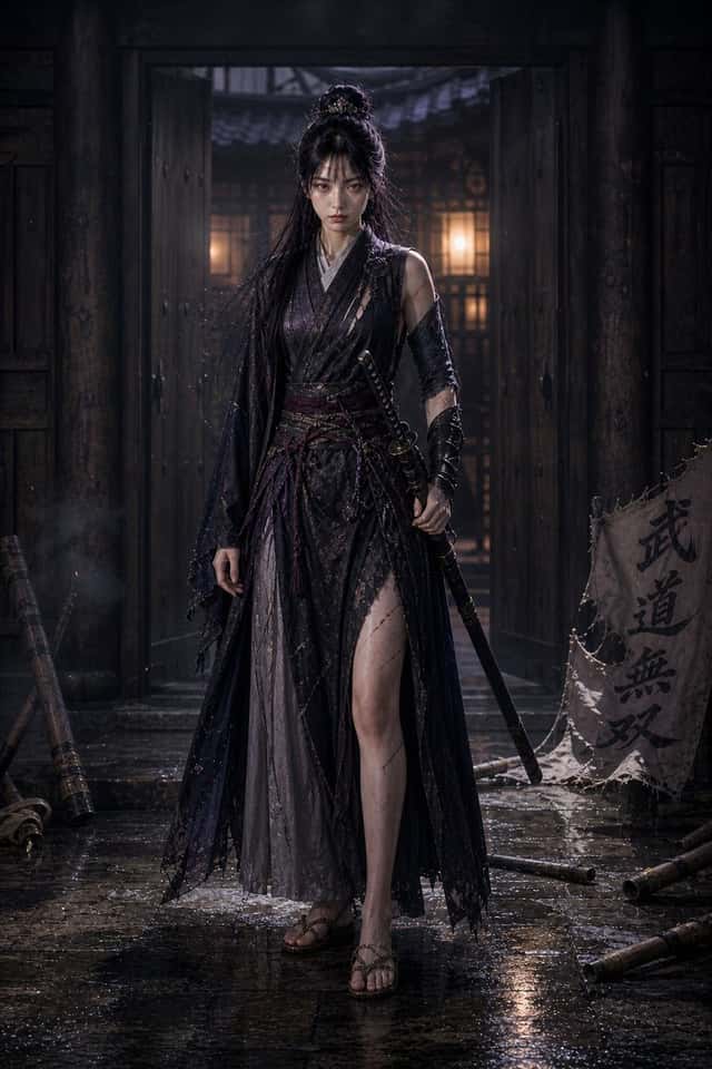 Rainy Dark Fantasy Swordswoman preview