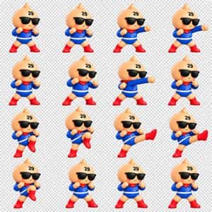 Chibi Mascot Fighting Sprite Sheet preview