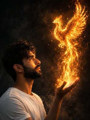 Man Summoning Fiery Phoenix preview