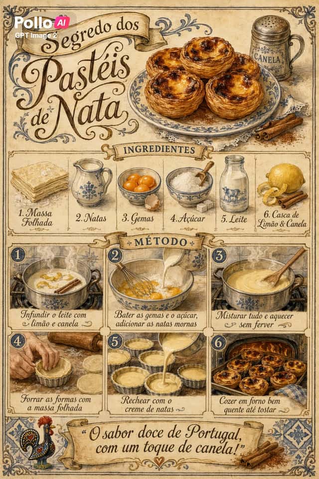 Vintage Pastel de Nata Recipe Poster preview