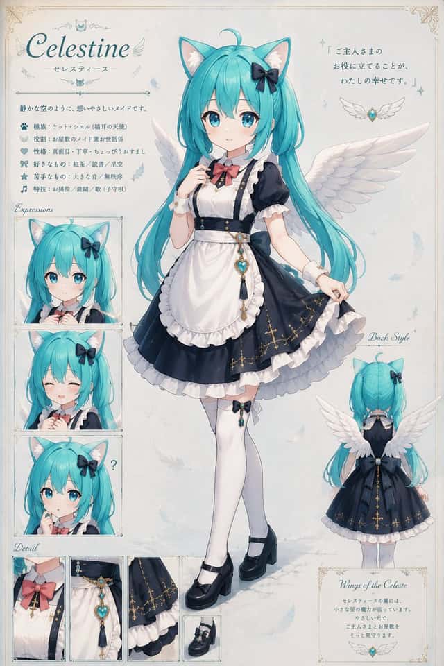 Celestine Anime Character Sheet preview