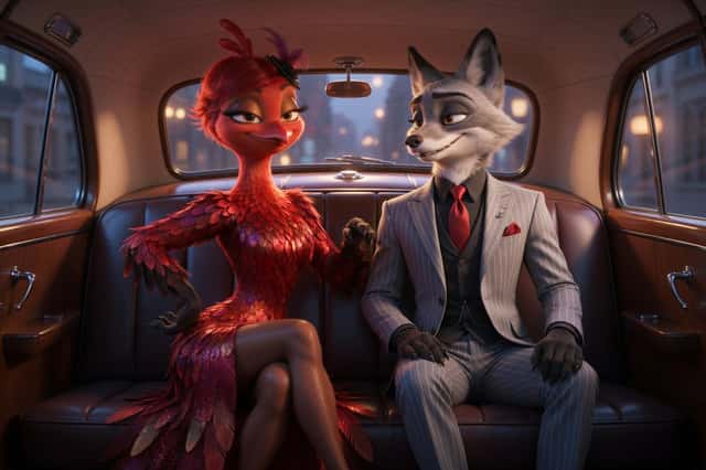 Cinematic Fox and Bird Taxi Scene preview