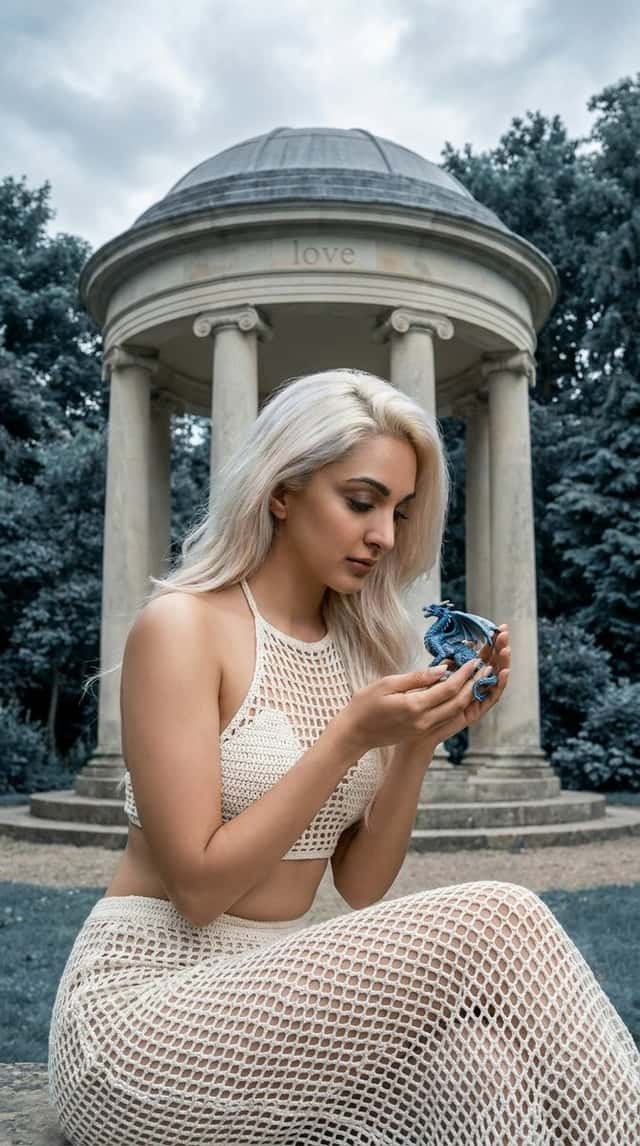 Woman with Platinum Hair and Snake preview