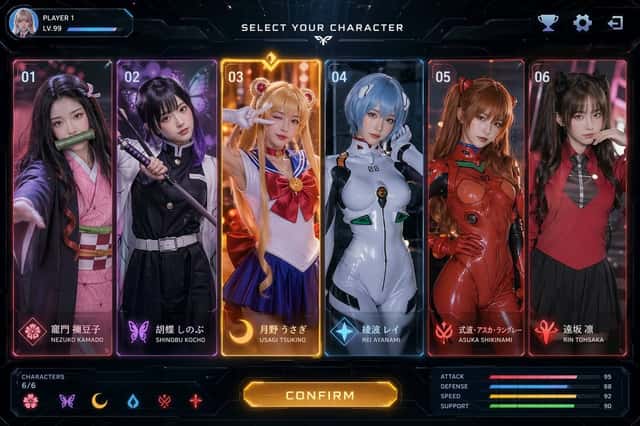 Sci-Fi Anime Character Select UI preview