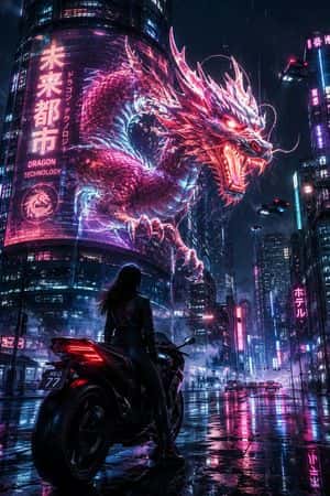 Cyberpunk Neon Dragon Awakening preview