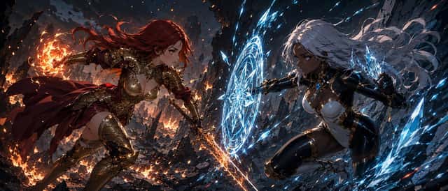 Fire Knight vs Ice Warrior Battle preview