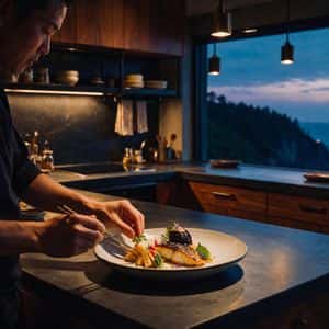 Cinematic Chef Plating at Dusk preview