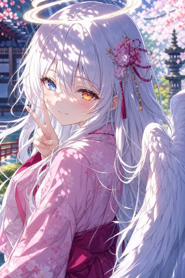 Angel Girl in Sakura Kimono preview