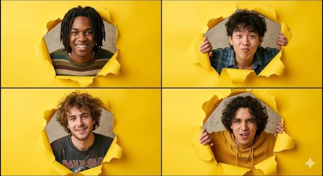 A high-resolution 2x2 grid collage of four individual portraits preview