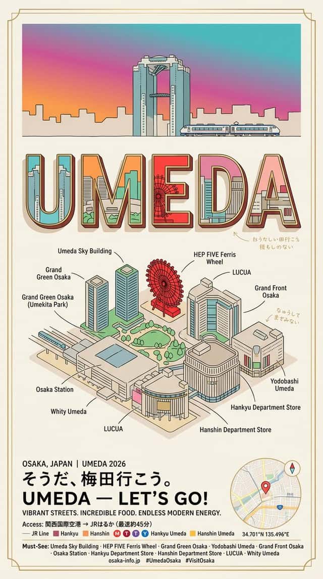 Retro Umeda Osaka Travel Poster preview