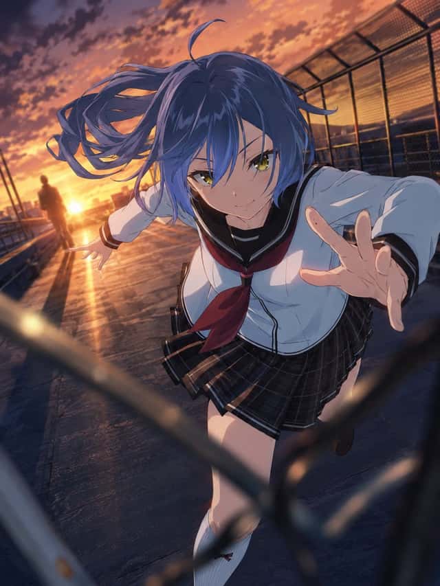Dynamic Anime Rooftop Action Scene preview
