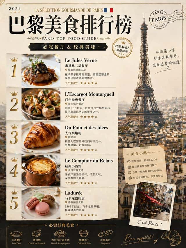 Paris Food Ranking Poster Prompt preview
