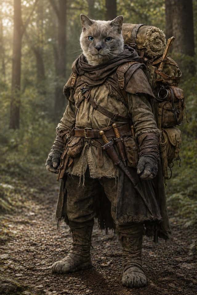Realistic Cat Ranger in Forest preview